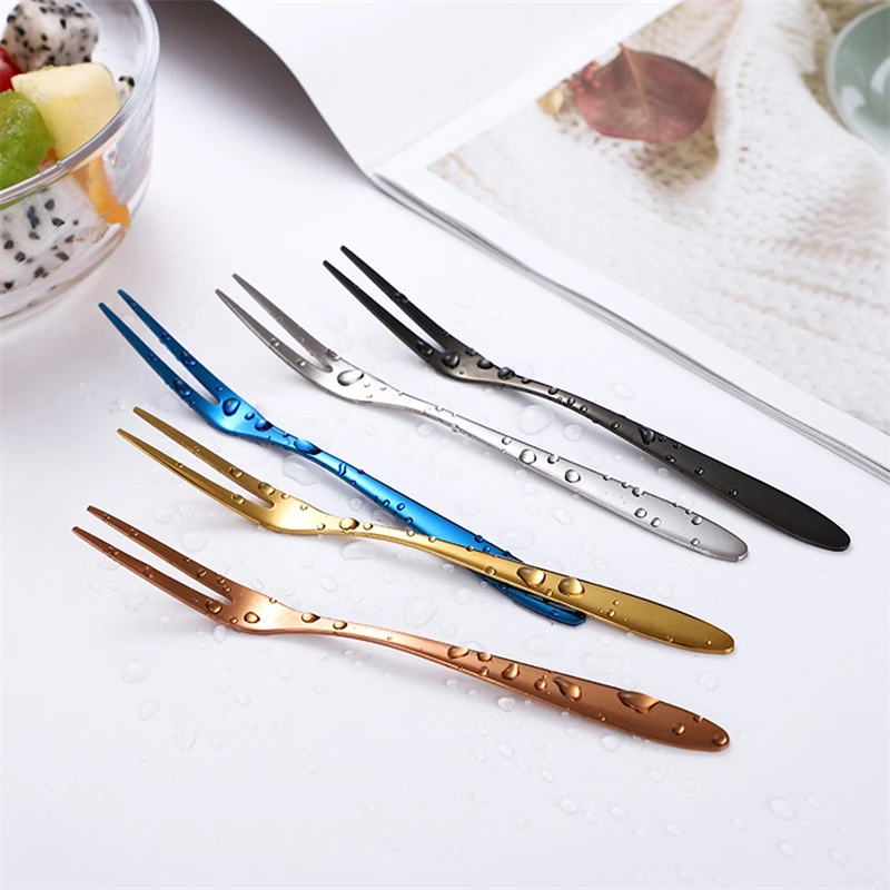 

4pcs Fruit Fork Set Mini Cute Stainless Steel Dessert Forks Silver Gold Rose Gold Cake Flatware Cutery Fork for Home Use