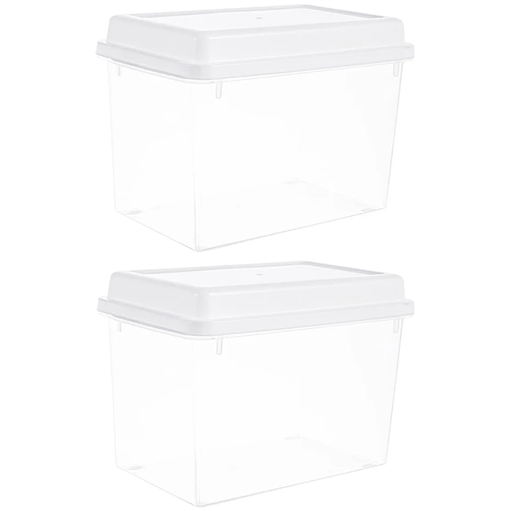 

2 Pcs Crisper Fridge Bread Bin Container with Lid Organizer Sealing Case Holder Plastic Bead Storage Sandwich Containers