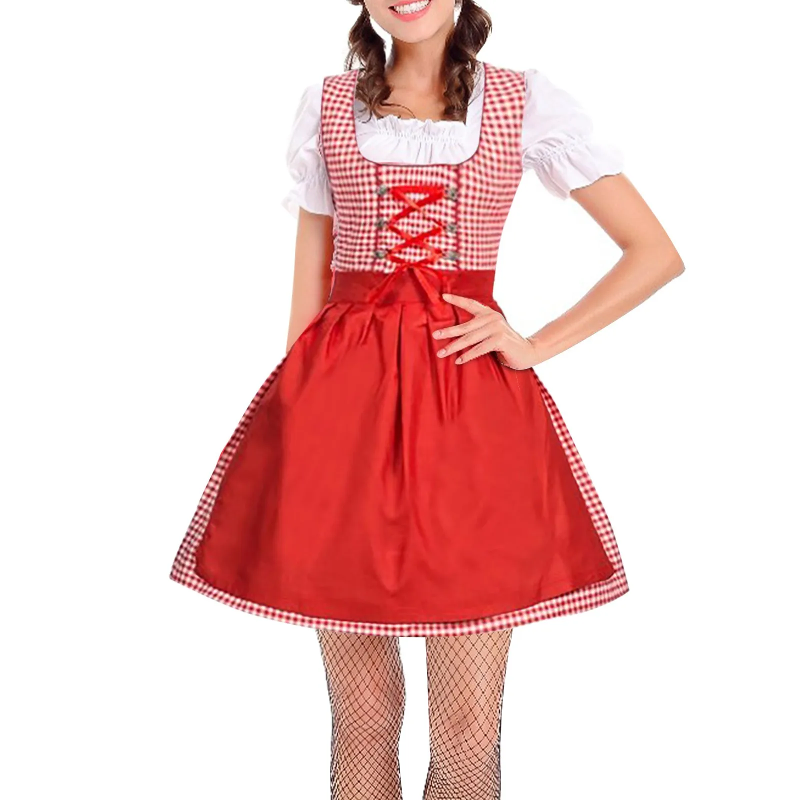 

Костюм для выступления на сцене, Женский костюм пива на Хэллоуин, женское платье-туника с цветочной сеткой и вышивкой, с рукавом «Бишоп»