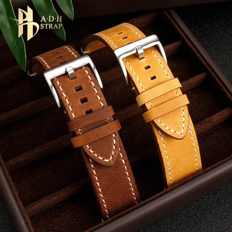 

Universal Leather Watch Strap For Hamilton Khaki Aviation Field H70555533 H70205830 Watch Band Soft Quick Disassembly 20 22 24mm