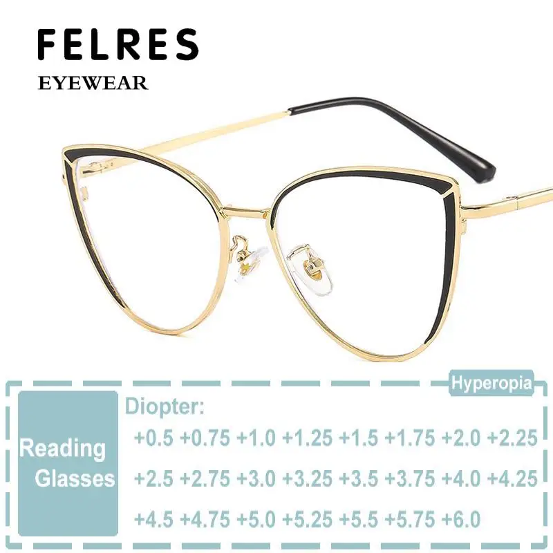Простые металлические очки кошачий глаз модные женские элегантные для чтения с