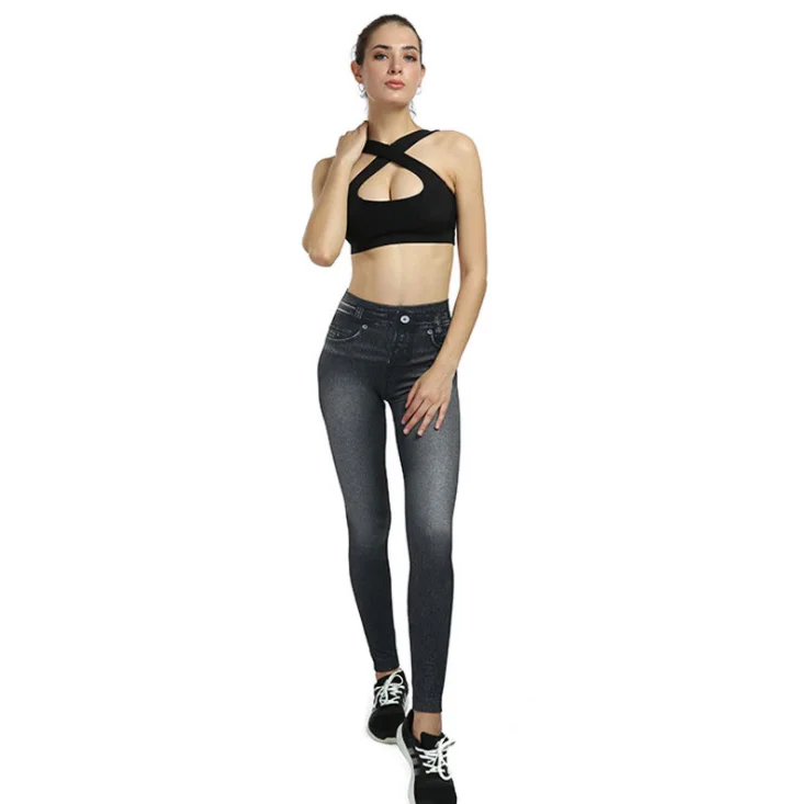 

Женские весенние Джинсы Jegging, облегающие Модные джеггинсы, леггинсы с имитацией карманов, женские брюки для фитнеса, готические брюки