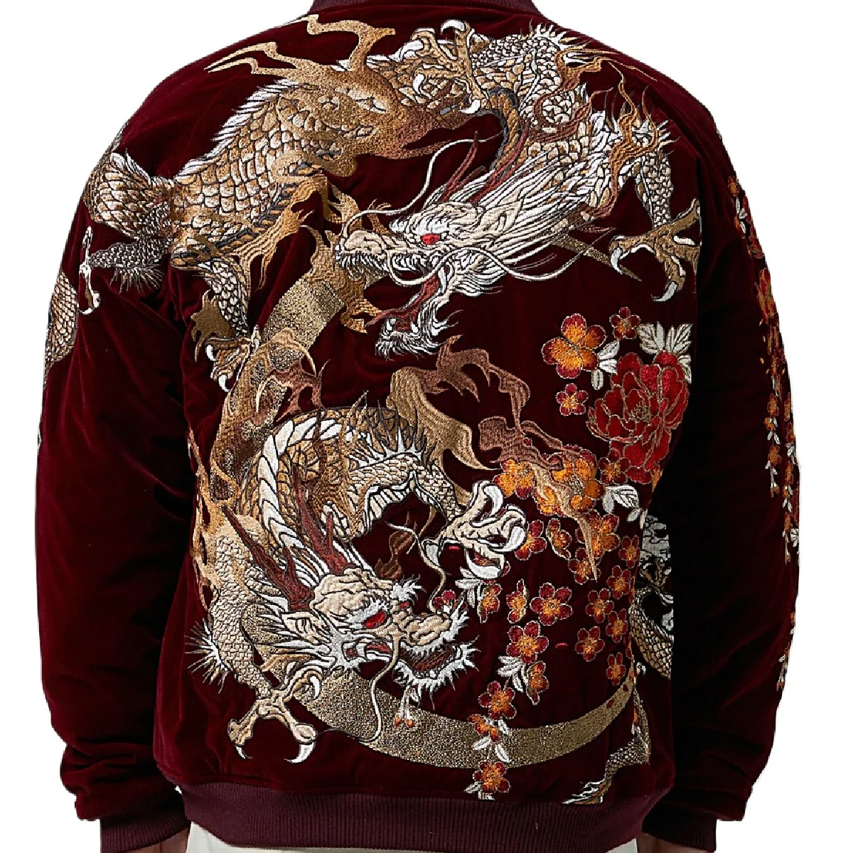Куртка бархатная с вышивкой дракона модная бейсбольная верхняя одежда в стиле