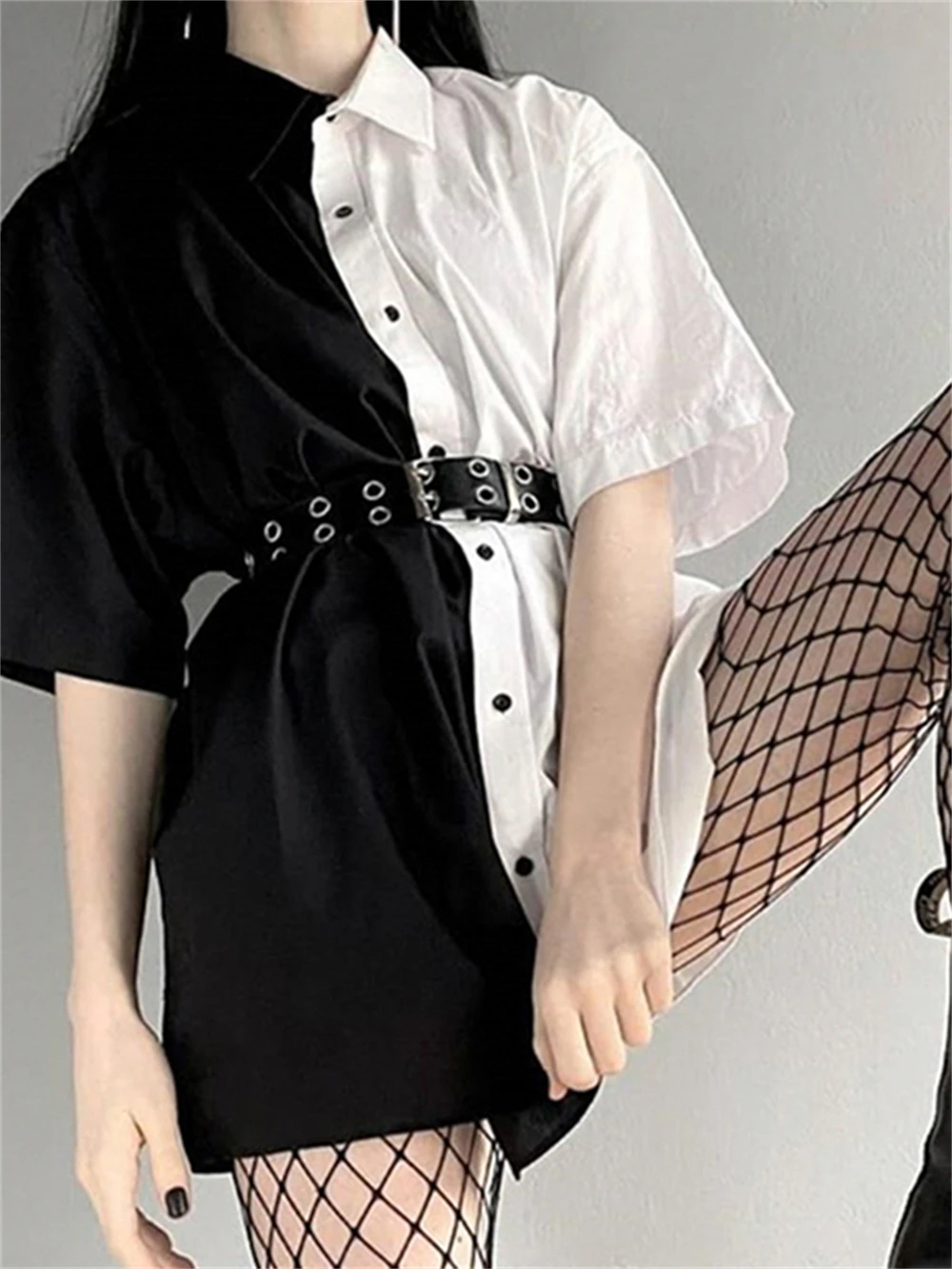 

Женское свободное мини-платье Goth в стиле Харадзюку, уличная одежда в готическом стиле, наряды для вечерние с коротким рукавом, Y2k