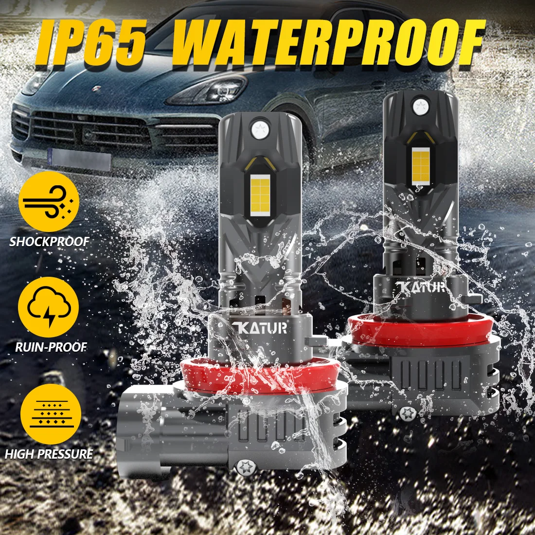 Katur 2x H11 H8 H9 светодиодные Автомобильные фары 6000 лм K белые с вентилятором Canbus