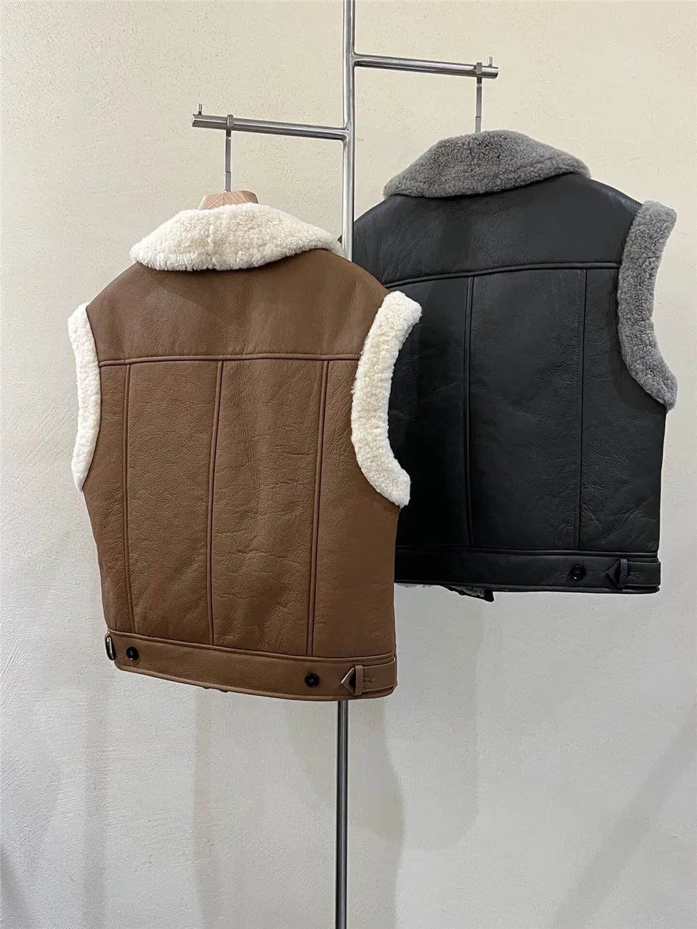 Новинка 2024 женский жилет из натуральной кожи пальто на осень и зиму BC с отворотом
