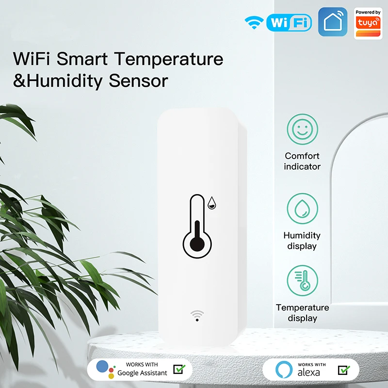 

WiFi Temperature Humidity Sensor Tuya Hygrometer Thermometer Moisture Detector Smart Scene Linkage with Alexa Google Home