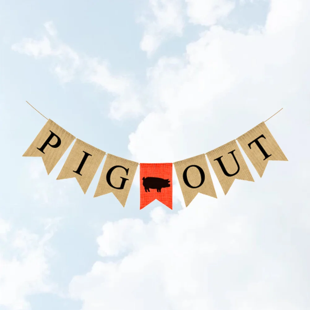 Креативные баннеры для вечеринок на тему фермы буквы PIG OUT декоративный баннер из
