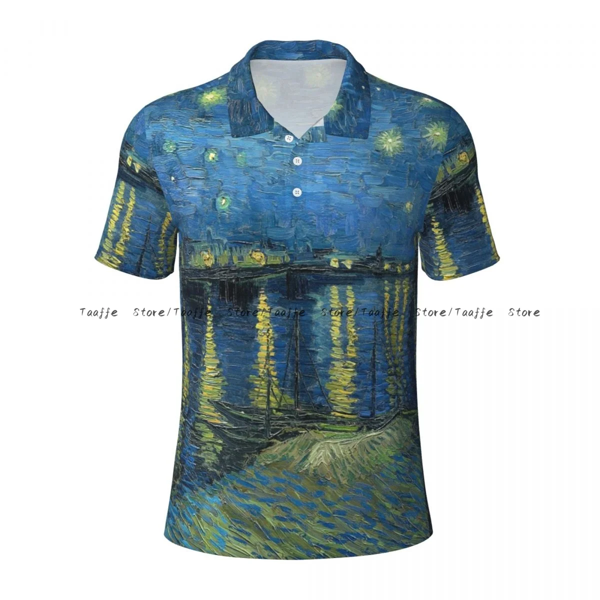 Мужская рубашка-поло с воротником Starry Night Over The Rhone футболка коротким рукавом