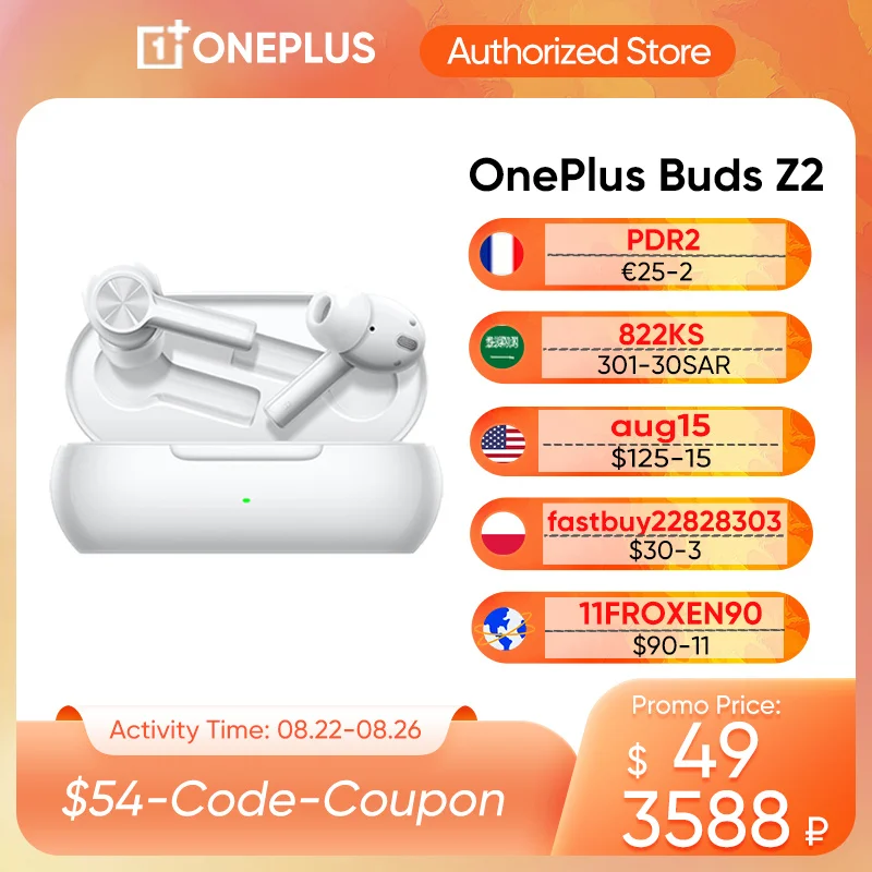 Bluetooth-наушники OnePlus Buds Z2 с активным шумоподавлением 40 дБ | Электроника