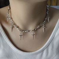 2022 brand new brambles unisex collar necklace mens ladies hip hop gothic punk barbed wire thorns sword pendant party gift