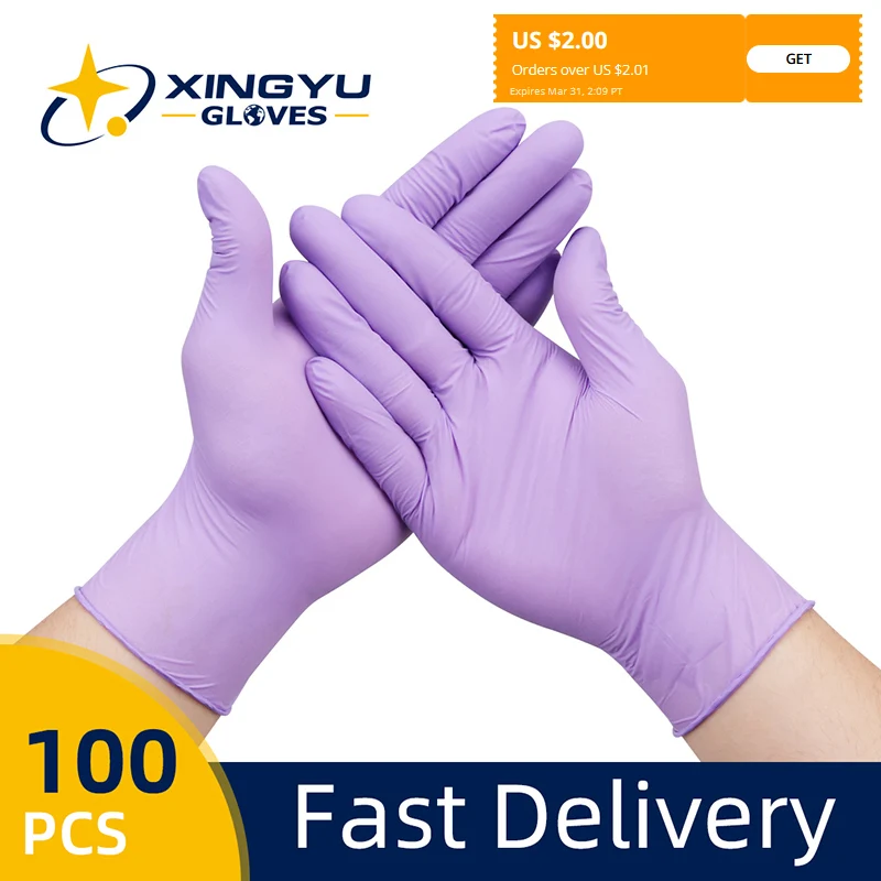 

Nitrile Gloves Waterproof 100pcs Latex-free Gloves Nitrile Disposable Work Gloves Food Kitchen Home Cleaning Tattoo Mechanical