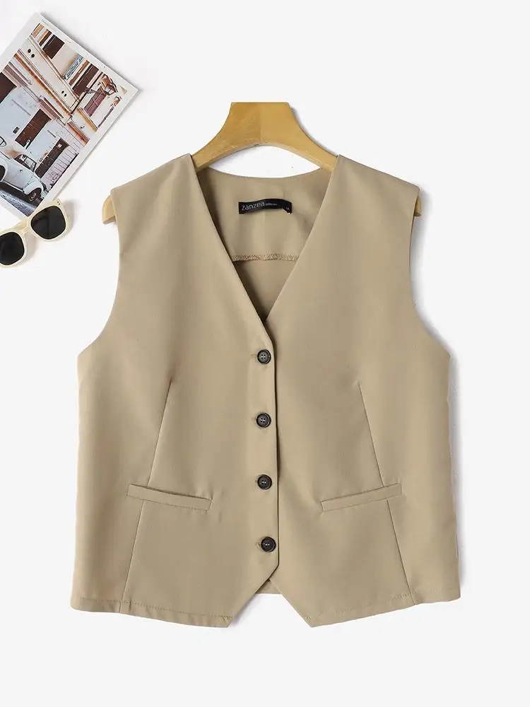 Модный Блейзер ZANZEA без рукавов верхняя одежда женский жилет на бретелях