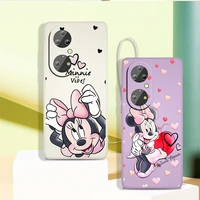 pink minnie mouse disney phone case for honor x20 10x x10 60 50 se 30 30s 20 9c 9x 9s 8a lite pro 5g liquid rope tpu cover