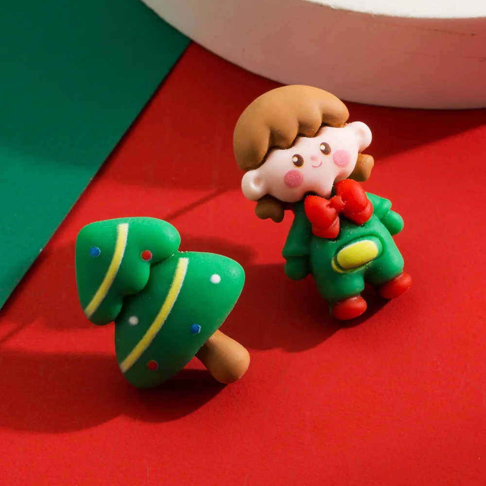 Металлические рождественские серьги-гвоздики из смолы для женщин новый милый