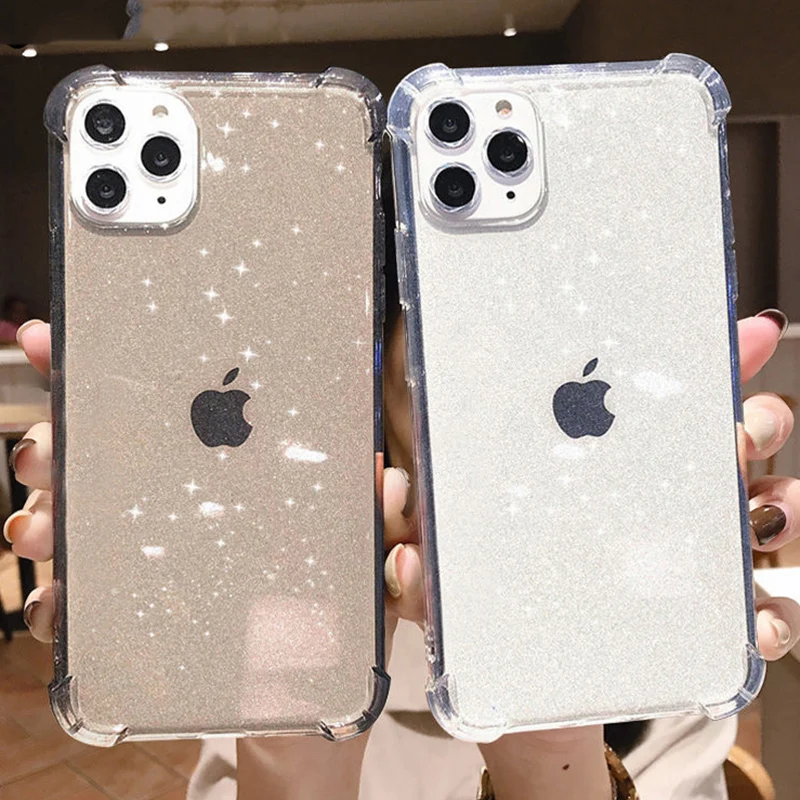 

Glitter Transparent Shockproof Phone Case For iPhone 13 12 11 Pro Max XR X XS Max 7 8 Plus SE 2020 Soft TPU Shining Back Cover