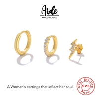 aide 18k real gold earrings symbol of love golden lightning 925 sterling silver earrings womens stud earrings dropshipping