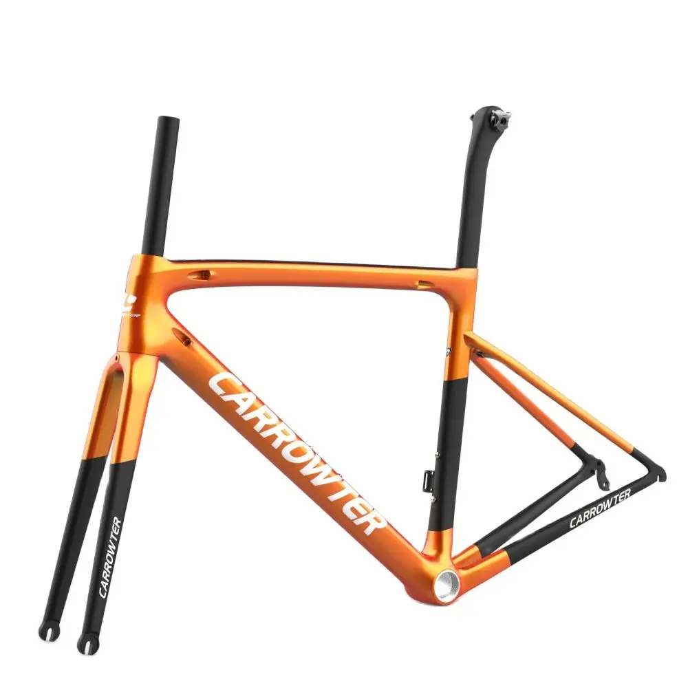 44 49 52 54 56 58cm CARROWTER Road Bike Carbon Frames Titanium Gold Black T1000 UD Rim Brake Bicycle Frameset Ship XDB DPD UPS
