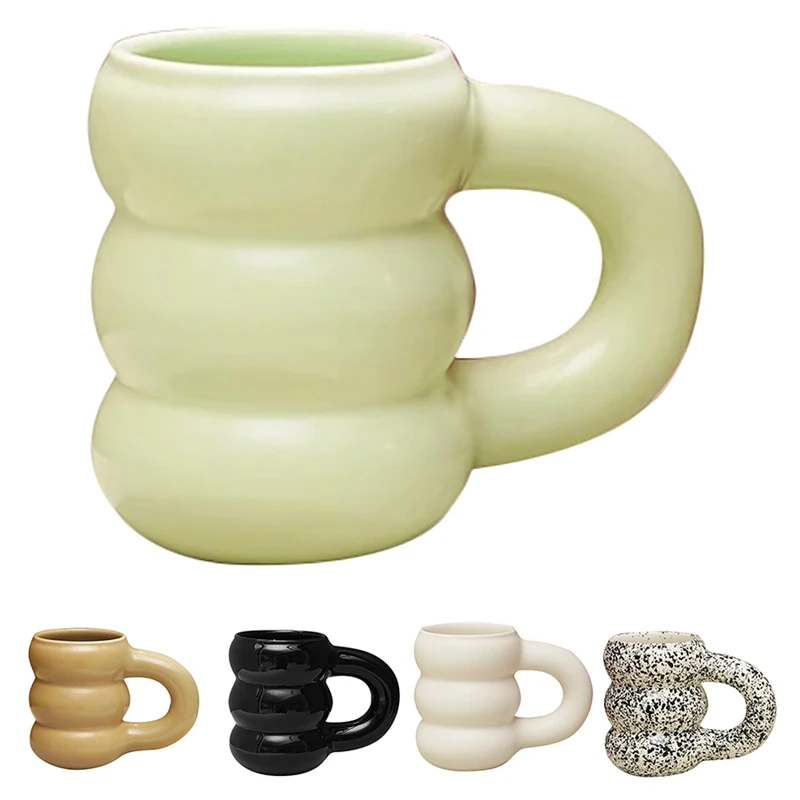 

1 шт. креативная чашка для воды, керамическая кружка, большие кофейные кружки в скандинавском стиле с большой ручкой, цветные керамические б...