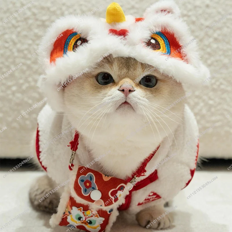 Фото Собака кошка новогоднее платье домашнее животное новогоднее платье лев танцевальная одежда лев танцевальная шапка головной убор лошадь новогоднее приветствие №2