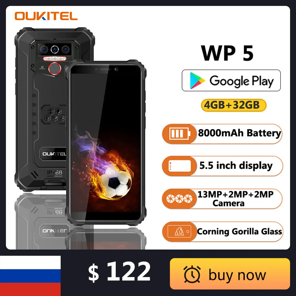 

Original Oukitel Mobile Phones 4G RAM 32G ROM Android Waterproof 4G Rugged Smartphone with Fingerprint Unlock Cellphone