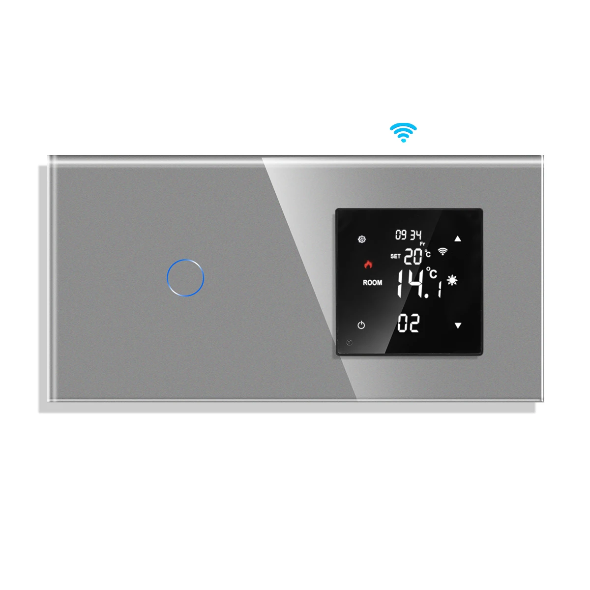 

Умный термостат Bingoelec с Wi-Fi и сенсорным выключателем, контроллер температуры воды/Электрического Подогрева пола, газового котла, серый