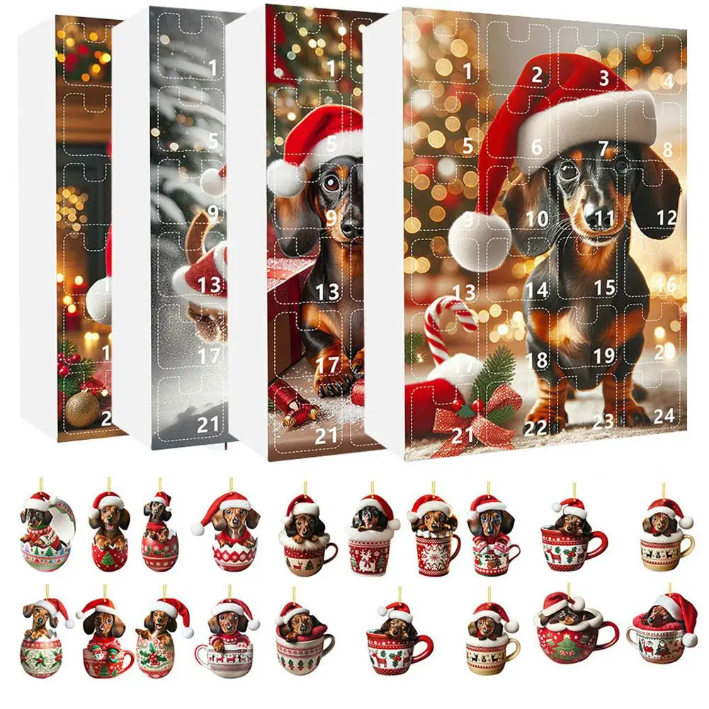 Таксы 24-дневный рождественский календарь обратного отсчета с орнаментом в виде