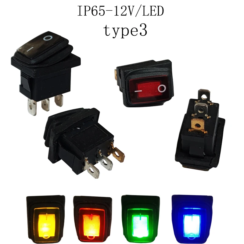 4Pcs 21x15mm 3Pin Mini Rocker Switch Panel Hole 19x13mm With Led 12V 220V illuminated IP65 Toggle switch O - Power Seesaw купить по