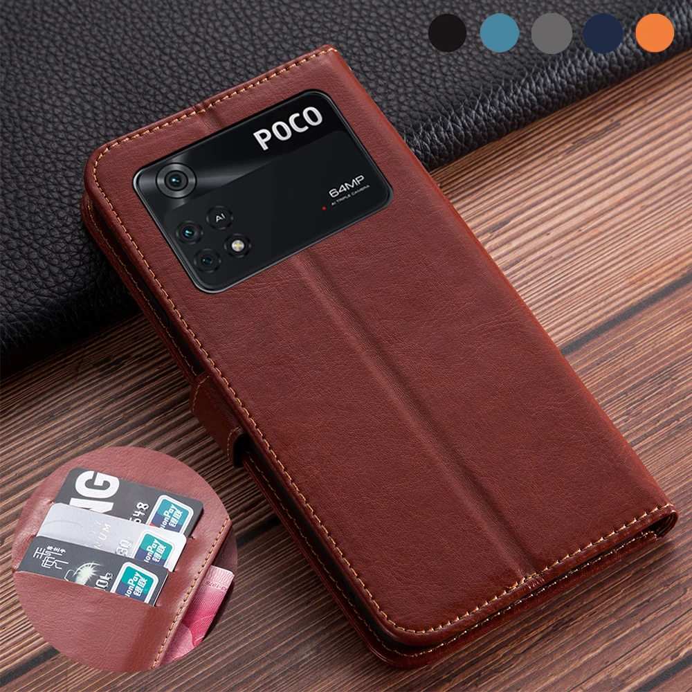 Роскошный кожаный чехол-книжка на Xiaomi Poco M4 Pro 4G чехол POCO NFC poco m4pro m 4 pro 4g для etui |