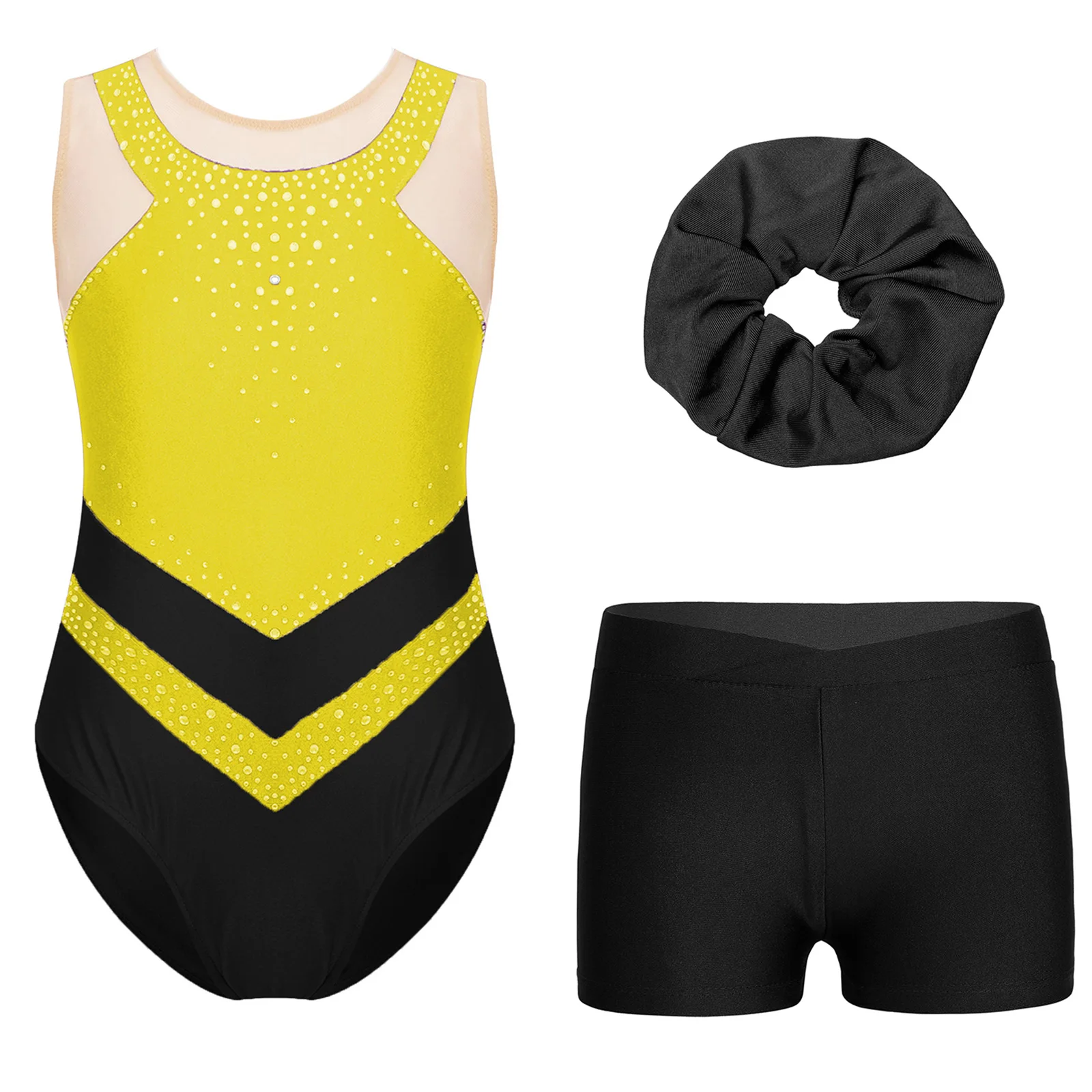 Детский гимнастический костюм с бриллиантами для девочек