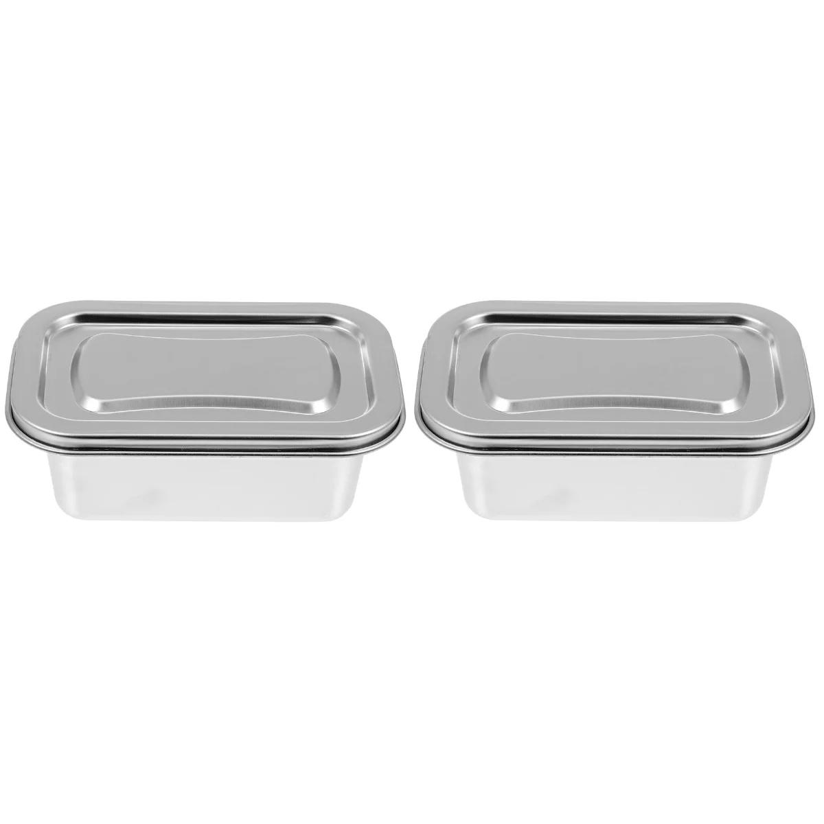 

2 Pack Fresh Container Ice Cream Case Food Kitchen Utensils Keeper Stainless Steel Bin Lid
