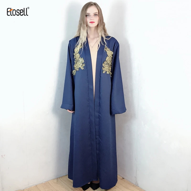 

ETOSELL Long Sleeve Muslim Dress Robe Women's Casual Dresses for Women Floral Printed Female Elegant Robe