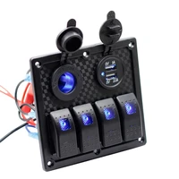 waterproof 12v 24v led light push button toggle 4 gang electrical car rocker boat marine control switch panel socket