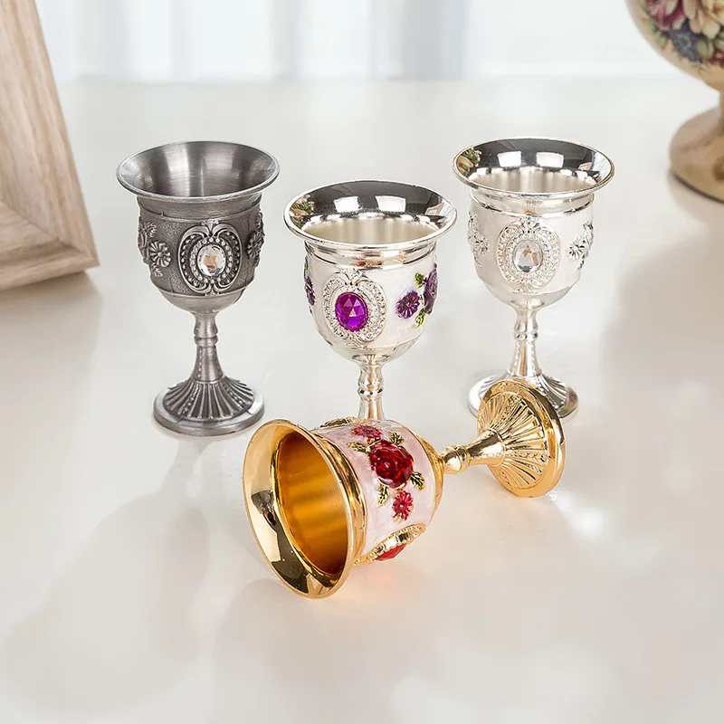 

1Pc Spirit Wine Cup European Wine Glass Goblet Alloy Tall Cup Creativity Gift Kitchen Dining Bar Barware Wine Cup Spirit Glass