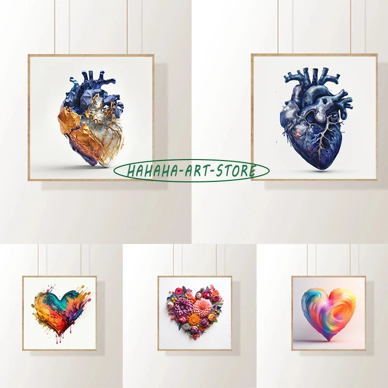 Цветок Красное Сердце Любовь Плакат Печать на Холсте Flor Домашняя Комната Стена