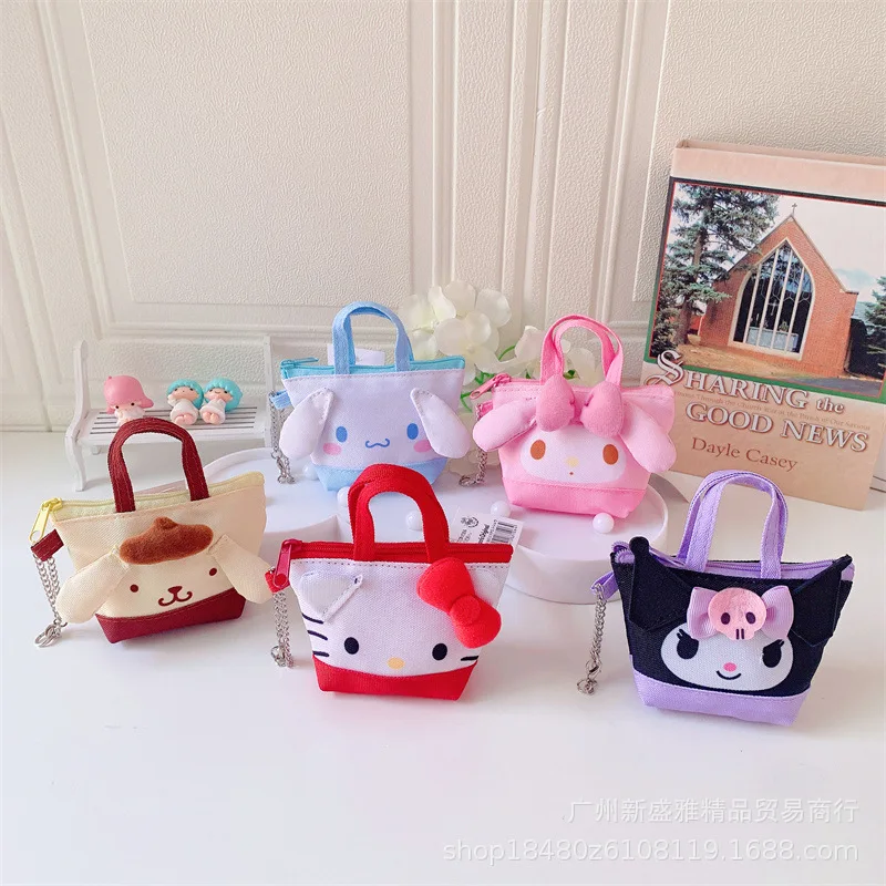 

Kawaii Sanrio Cinnamoroll Cartoon Canvas Coin Purse Mini Coin Loose Money Storage Bag Headphone Cable Bus Card Finishing Bag