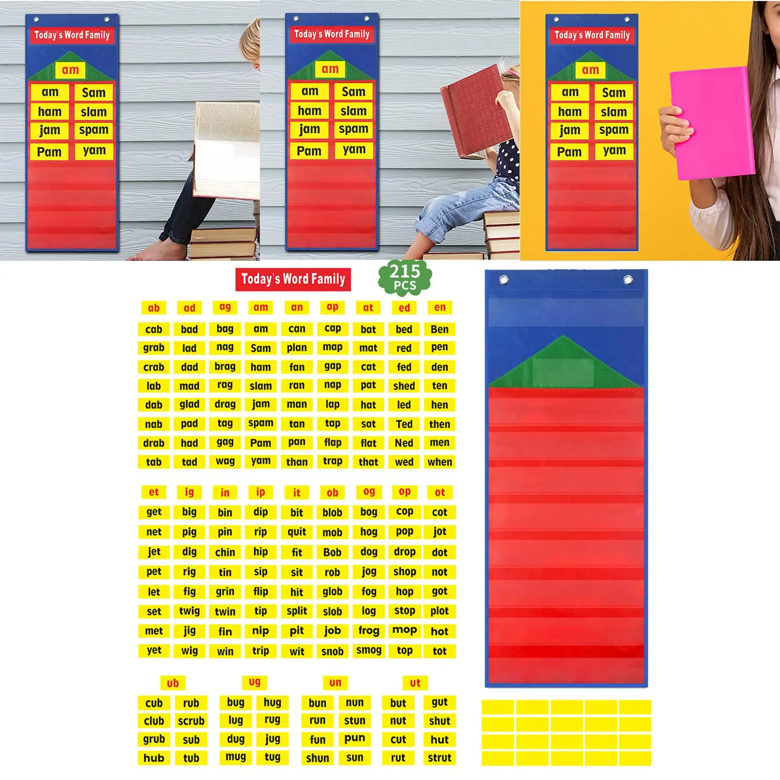

198 Word Cards Standard Pocket Charts Word Pocket Chart Educational for Daily Schedule