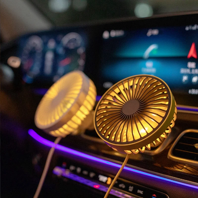 Автомобильный вентилятор с внешней освещенностью 12-24 В USB-вентилятор для