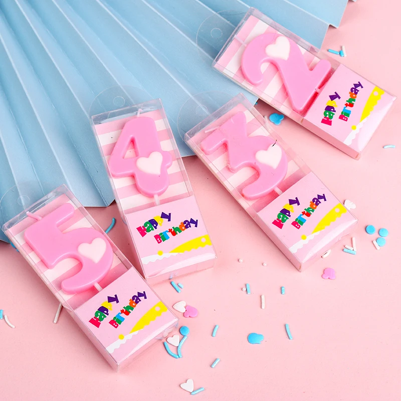 

Pink Birthday Candles 0-9 Number Children's Birthday Candle for Boy Girls for Cake Topper Decoration Unusual Cake Candles Beewax