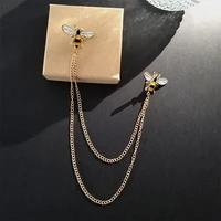 2pcs jewelry bee insect brooch creative cute bee chain alloy brooch suit accessories fashion brooch pin enamel pin