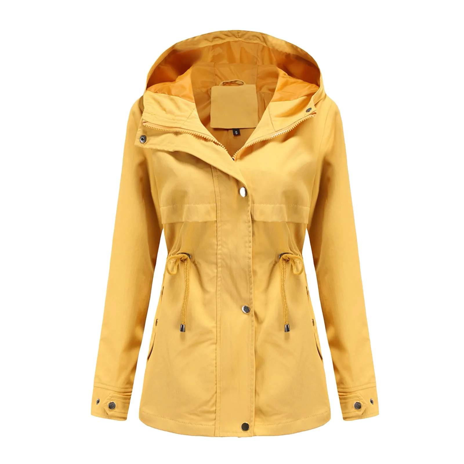 

Plus Size Rain Coats Womens Hoodie Rain Watertight Coat Solid Pockets Zipper Jacket Workout Outdoor Windproof Rain Jacket