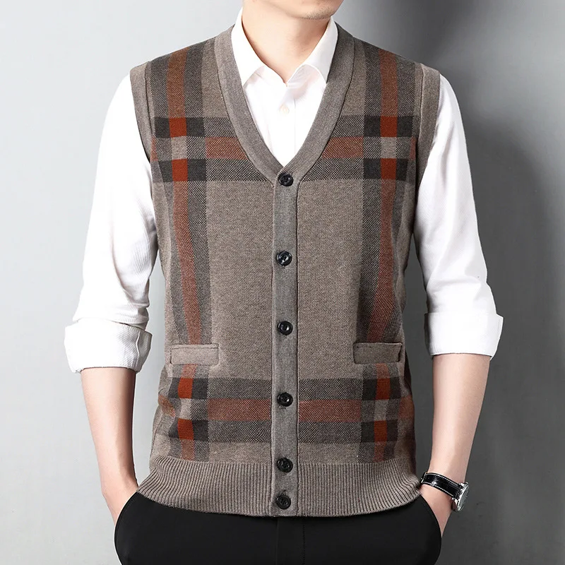 

2022 Vest Business Thickened Casual Knitted Winter New Wool And V-neck Vest Autumn Fashion Cardigan