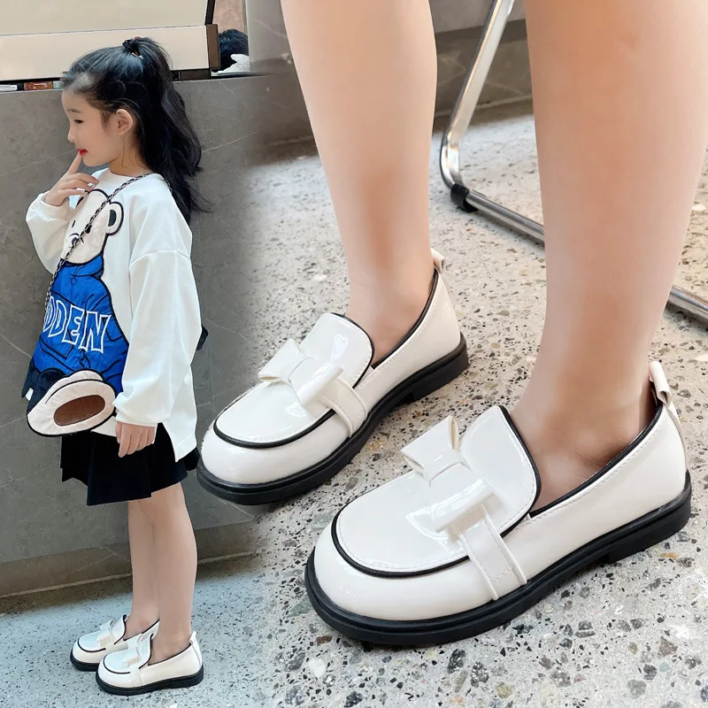 

Girls Bow Princess Shoes Children's Soft Sole Show Performance Shoes Girls Mary Jane Shoes Kids Small Leather Black Single Shoes