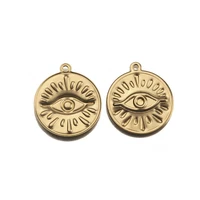 10pcs raw brass evil eyes coin chams round greek eye pendant for diy earrings necklace mysterious commemorative jewelry making