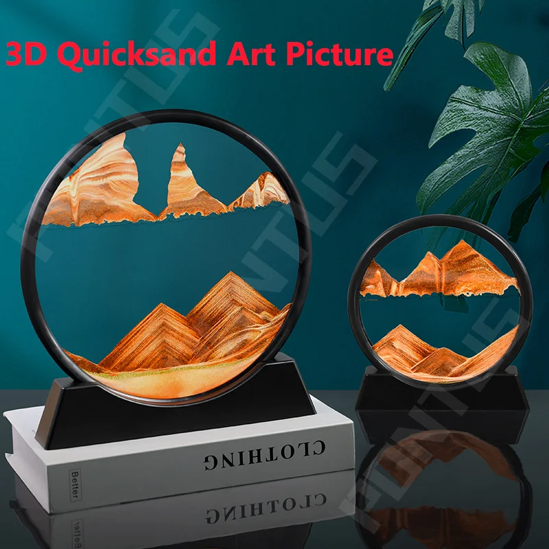 

3D картина с сыпучим песком, круглые стекла, движущийся песок, движущийся в движении, дисплей с движущимся песком, рамка с час, картина из стек...