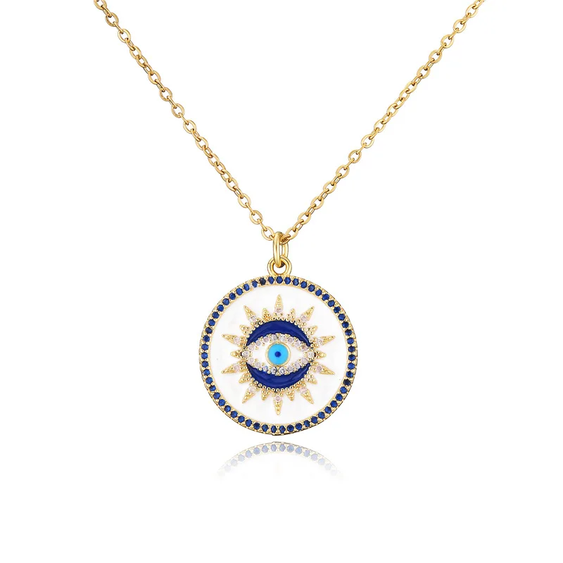 

Evil Eye Necklace Gold Protection Chain, Handmade Jewelry For Women Endant Luck Amulet Birthday Gift For Friends