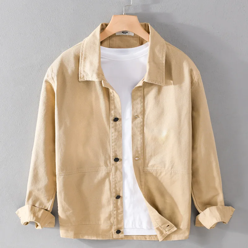 

Куртка-карго y2k мужская с длинным рукавом, модный свободный простой роскошный красивый Молодежный однотонный топ, цвета хаки