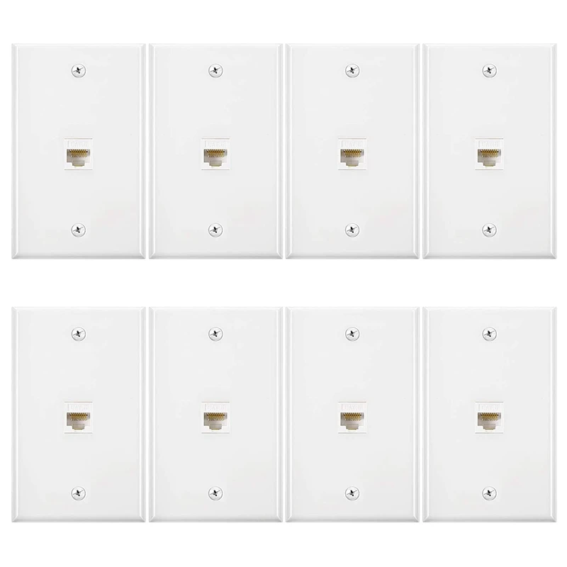 

8 Pieces Ethernet Wall Plate, RJ45 Cat6 Female To Female Jack Inline Coupler Plates Ethernet Cable Faceplates