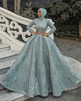 luxury muslim pearls ball gown evening dresses islamic turkish women party gowns sequins prom dresses long robe de soiree