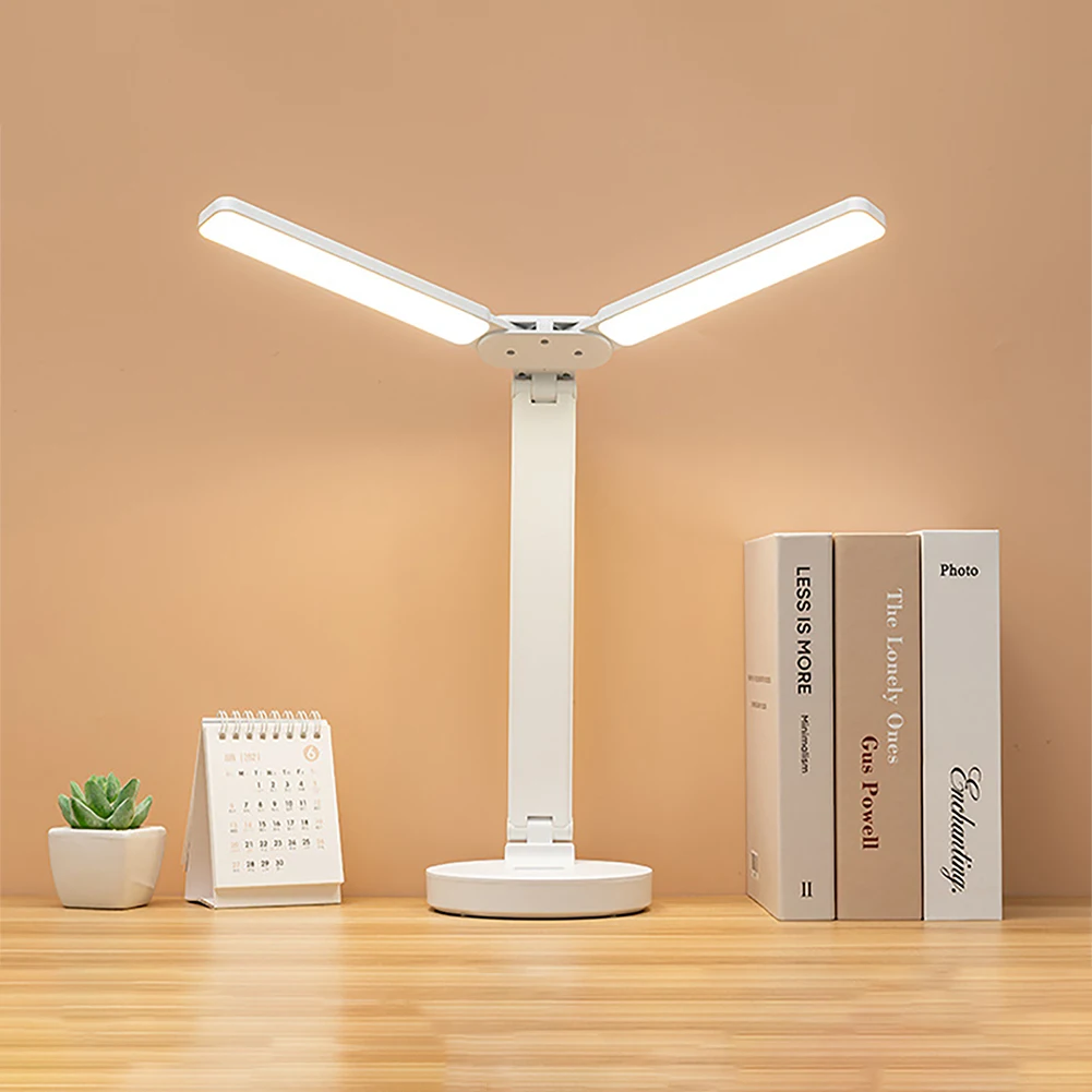 

College Dorm Touch Dimming Double Head For Study Desk Lamp Table Light Led 3 Color Modes Bedroom Work Eye Protection Reading